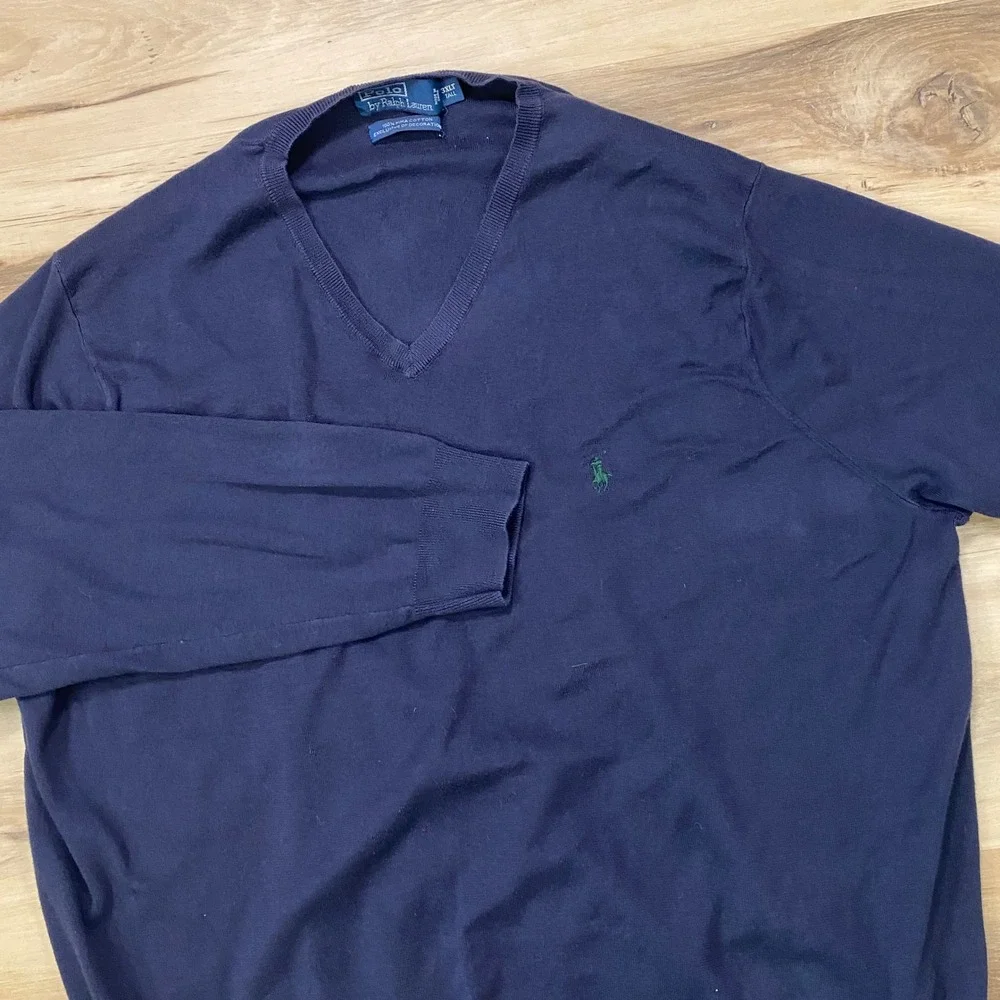 Polo Ralph Lauren V-Neck Sweater 3XLT Big & Tall Pima Cotton Navy Blue